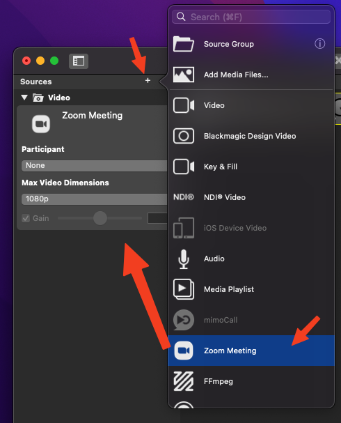 Adding a Zoom Meeting Source