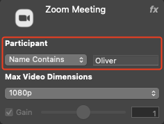Saisir un nom correspondant à un participant à Zoom Meeting