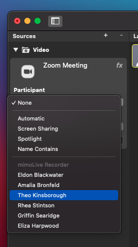 Select a Zoom Meeting Participant