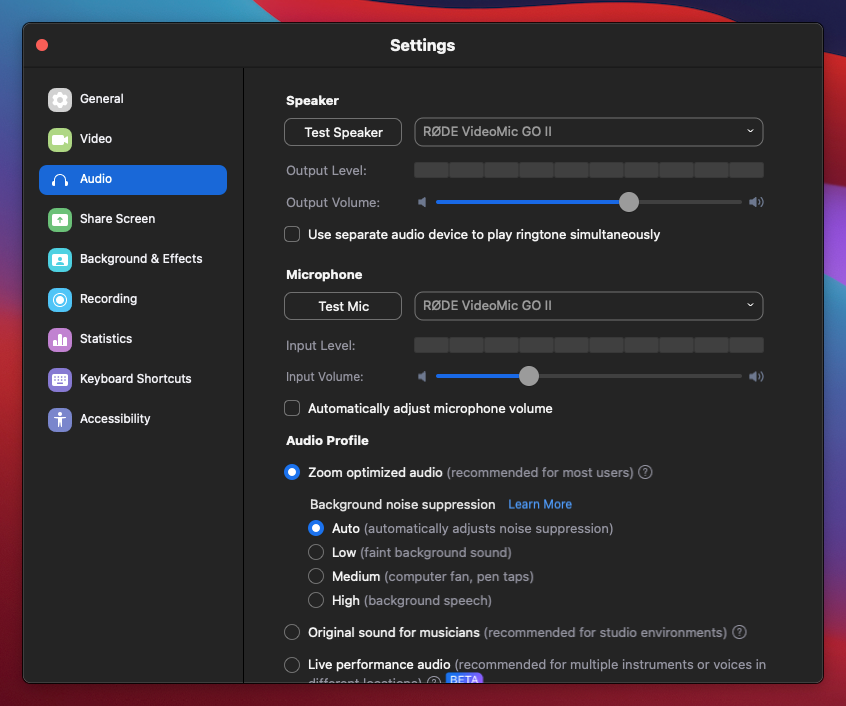 Changing Zoom Meeting Settings