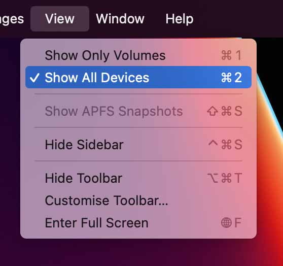 macos view menu